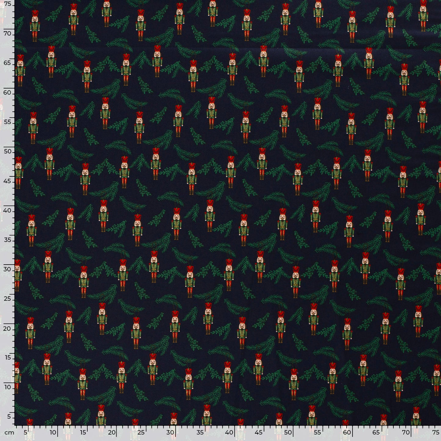 Katoen Poplin stof bedrukt en folie Kerstornamenten Marine