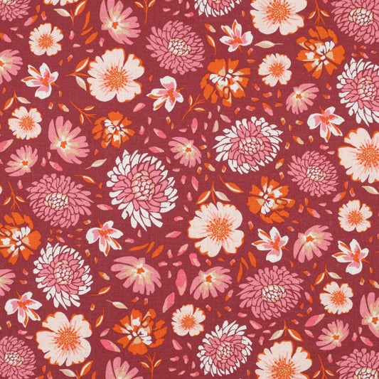 LINNEN VISCOSE GEWASSEN BLOEMEN