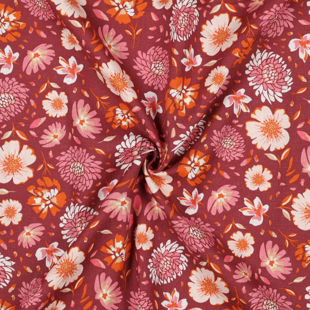 LINNEN VISCOSE GEWASSEN BLOEMEN