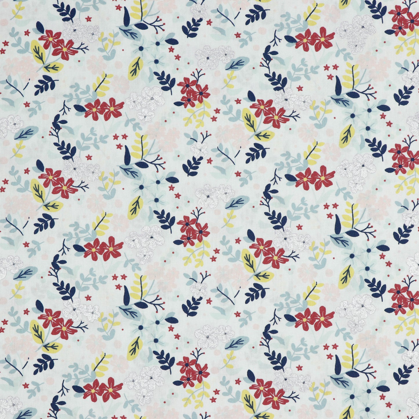 KATOENEN POPLIN GLITTER BLOEMEN