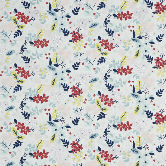 KATOENEN POPLIN GLITTER BLOEMEN