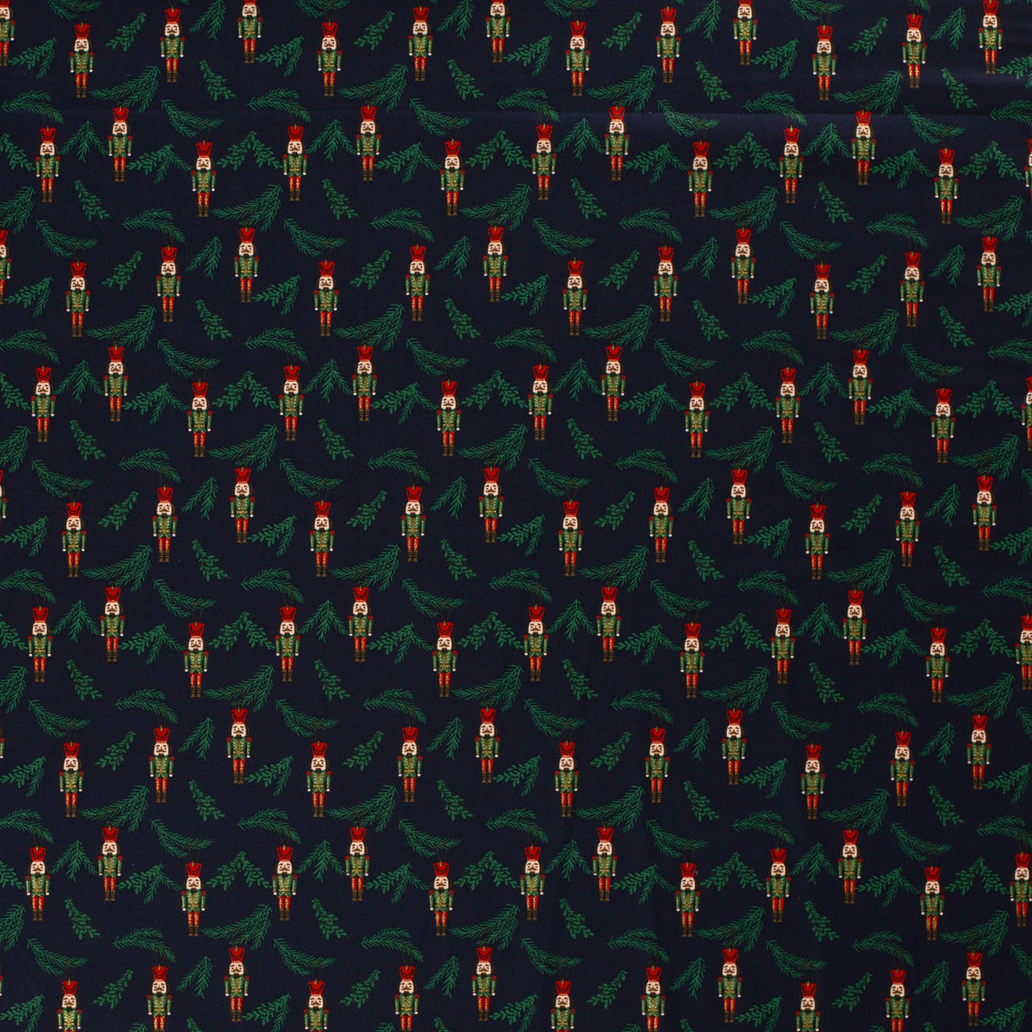 Katoen Poplin stof bedrukt en folie Kerstornamenten Marine
