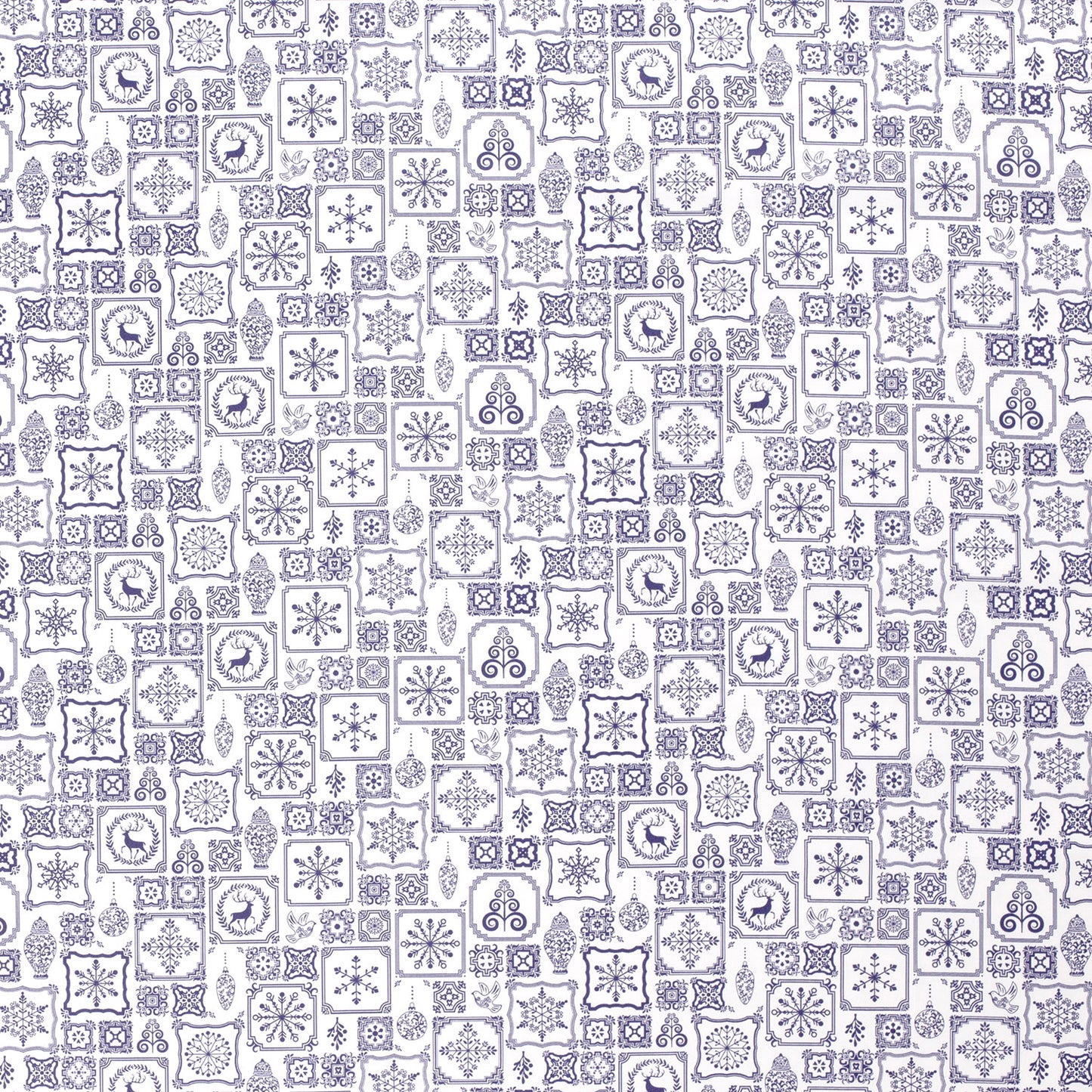 Katoen Poplin stof bedrukt Kerstornamenten Wit