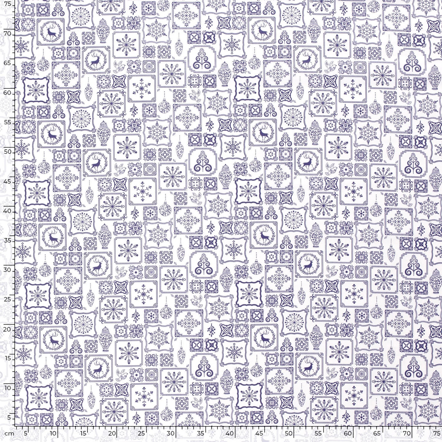 Katoen Poplin stof bedrukt Kerstornamenten Wit